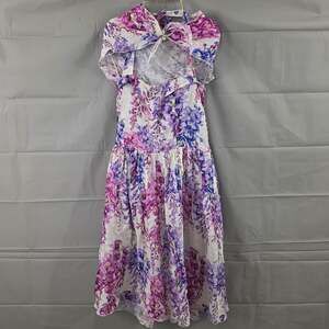 Luisa Positano Dress Small Wisteria Purple Floral Linen Halter Romantic Italy